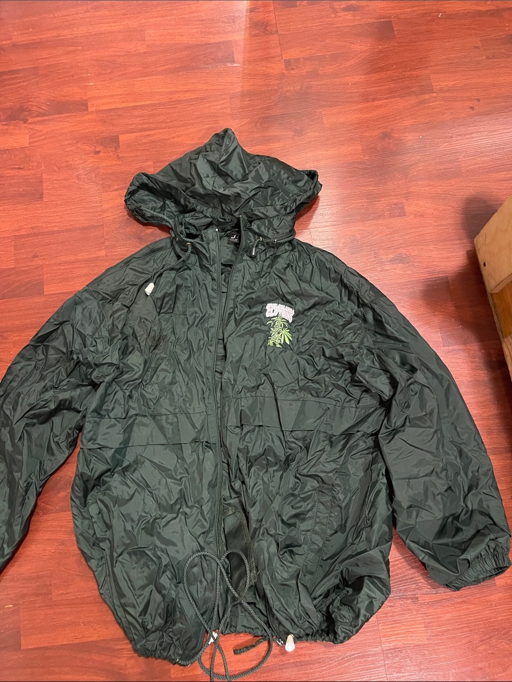Men's Hooded Windbreaker Jacket - Dark Green